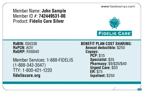Download New York Fidels Care health insurance card Photoshop template